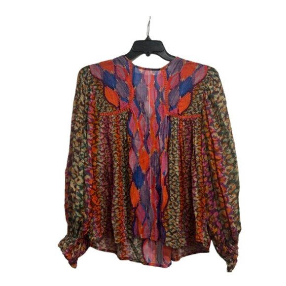 Anthropologie x Bl^nk London Miranda Peasant‎ Multicolor Blouse Women's Size XS - Picture 2 of 10